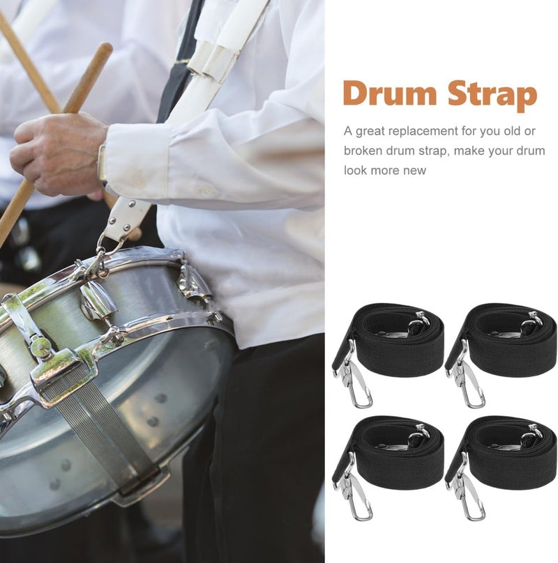 SUPVOX 4Pcs Marching Snare Drum Straps: Heavy-Duty Adjustable Carrier Straps with Metal J-Hooks - Replacement Band Harness for Concert, Parade, African Drum - Image 2